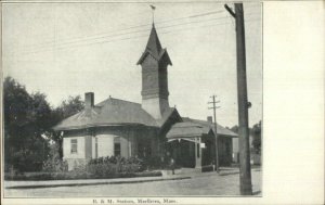 Marlborough Marlboro MA B&M RR Train Station Depot c1905 Postcard