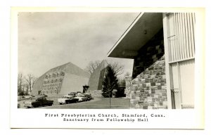 CT - Stamford. First Presbyterian Church, Sanctuary from Fellowship Hall *RPPC