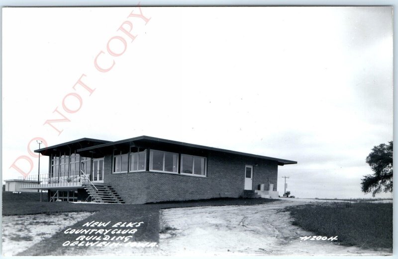 c1960s Oelwein, IA RPPC New Elks Country Club Building Real Photo Postcard A102