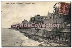 Postcard Old Saint Aubin sur Mer Villas on the Dike