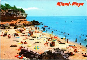 VINTAGE CONTINENTAL SIZE POSTCARD MIAMI BEACH COSTA DORADA SPAIN 1970s