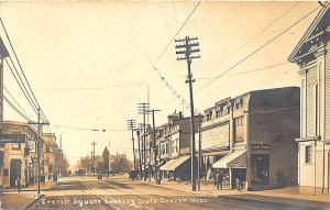 Everett MA Everett Square Storefronts Art Store Church RPPC Postcard