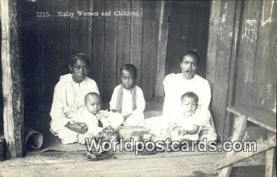 Real Photo Malay Women & Children Malaysia Writing On Back 