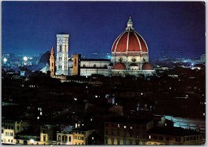 Firenze The Cathedral Santa Maria Del Fiore Florence Italy By Night Postcard