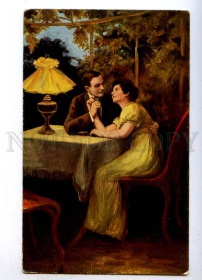 176540 Illuminated Lovers Evening by WALDAUER Vintage PFB PC