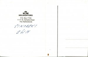 Airplane KLM Helikopters Helicopter Vintage Postcard B.14