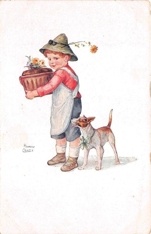 BG33684 florence cownie boy with dog  nice artist signed