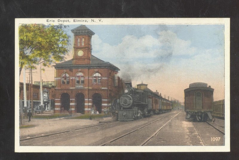 ELMIRA NEW YORK NY ELKS HOME RAILROAD DEPOT TRAIN STATION VINTAGE POSTCARD