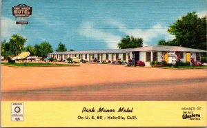 Linen Postcard Park Manor Motel on U.S. 80 in Holtville, California