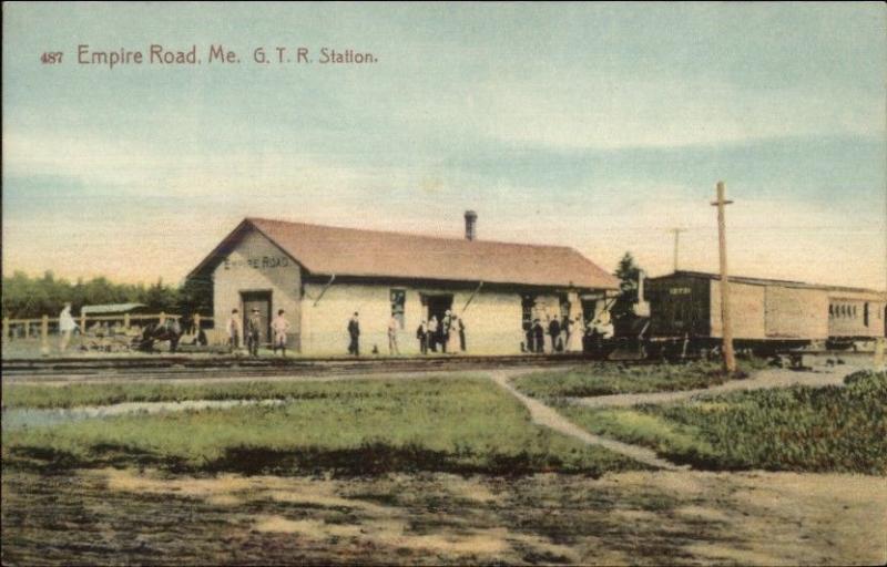 Empire Road Poland ME GTR RR Train Station Depot c1910 Postcard