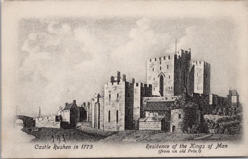 Castle Rushen in 1775 Isle of Man UK Brown & Sons Manx Sun Series Postcard E35