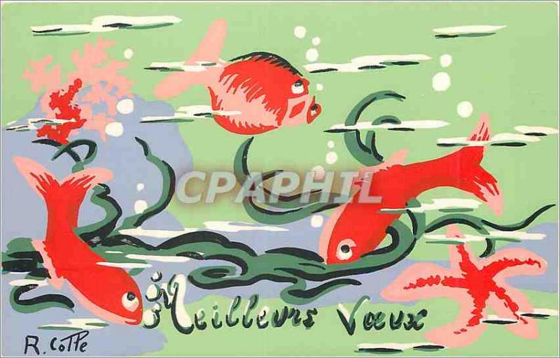 Modern Postcard Best Wishes Fishes