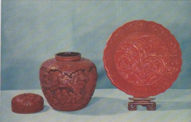 Lacquer Canister and Lacquer Plate From Peking China