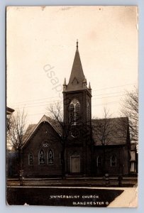 J99/ Blanchester Ohio RPPC Postcard c1910 Universalist Church 366