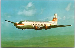 Airplane Western Airlines Douglas DC-4 Western Route Fleet Service Postcard