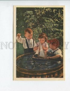 3137442 SOVIET Kids as Young Captains SEAMEN SHIP old Russia PC