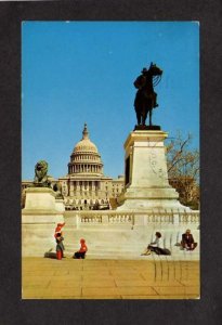 DC US Capitol General Grant Statue Horse Civil War Washington DC Postcard
