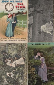 I'm Gathering Nuts In May Stopwatch 4x Old Love Comic Postcard s