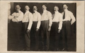 RPPC Six Middle Aged Men Large Mustaches and Belly c1910 Real Photo Postcard W5