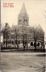 BENSON, MINN. POSTCARD Swift County Court House 1913 Mailed to Elk Mound Wis.