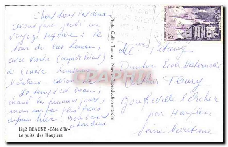 Old Postcard Beaune Cote d'Or Wells Hospices