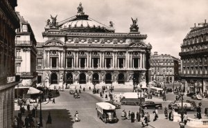 Vintage Postcard Paris La Place De L'Opera Devant Facade Le Groupe Paris, France