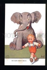 3040029 Funny ELEPHANT & Boy. Vintage B.K.W.I. 66