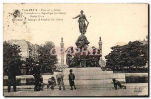 Old Postcard Paris Place de la Nation Monument Triumph of the Republic