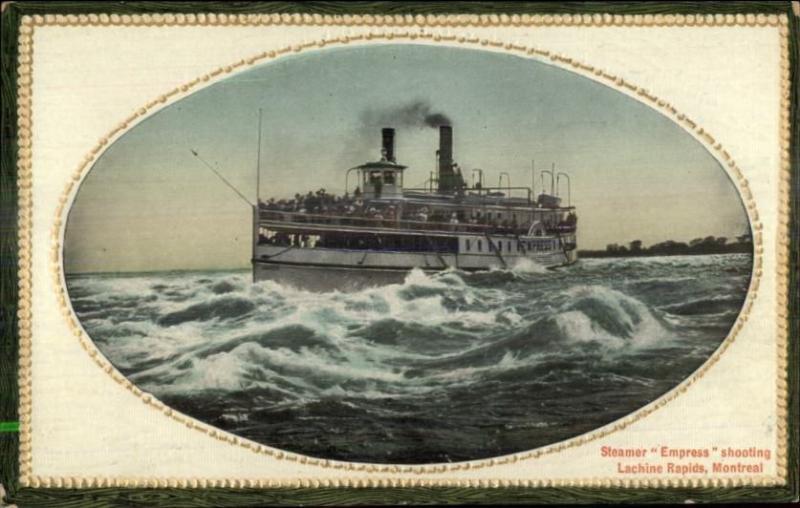 Steamer Empress Shooting Lachine Rapids Montreal c1910 Postcard