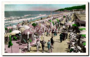 Deauville Beach Old Postcard flower boards and sun bar