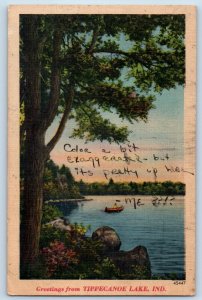 Tippecanoe Lake Indiana Postcard Greetings Tippecanoe Lake c1943 Vintage Antique