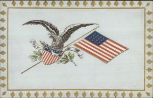 American Flag & Shield - Screaming Eagle Gily Finish c1910 Postcard EXC COND