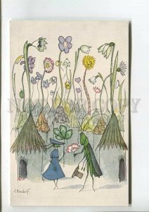 475799 GERMANY Kreidolf dressed insects grasshopper flowers Vintage postcard