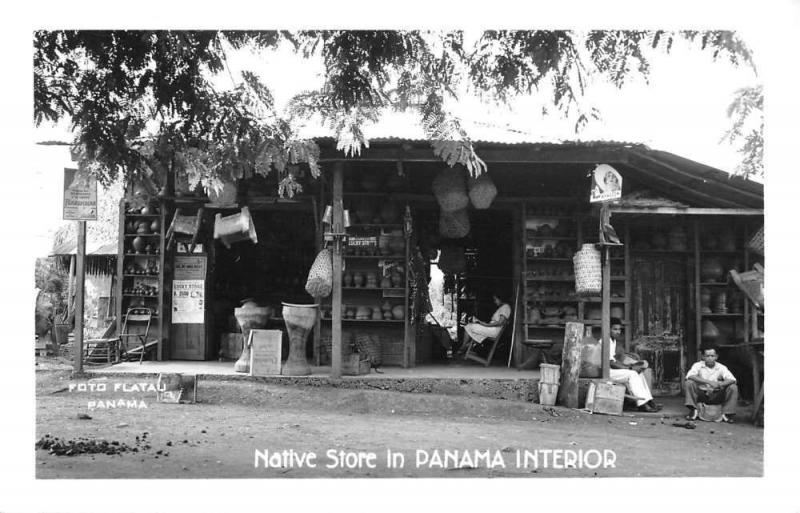 Panama Native Store Interior Street View Real Photo Antique Postcard K28697