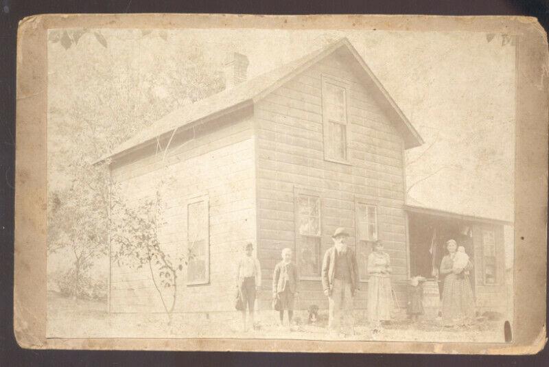 REAL PHOTO MOUNTED PHOTOGRAPH SHELLSBURG IOWA MILLER RESIDENCE FAMILY 1890