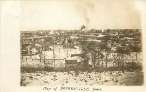 RPPC Town View Estherville IA Houses RR Trestles etc. Emmet County posted 1907