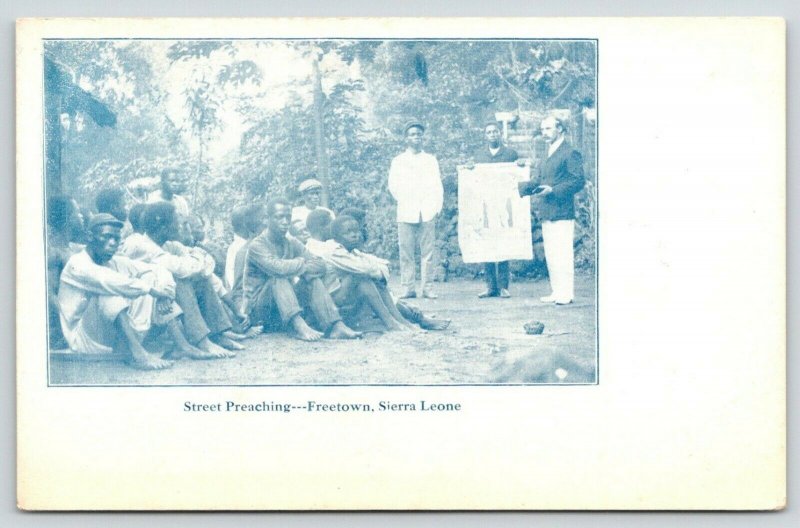 Freetown Sierra Leone W Africa~Street Preaching: White Missionary~Young Men~1908