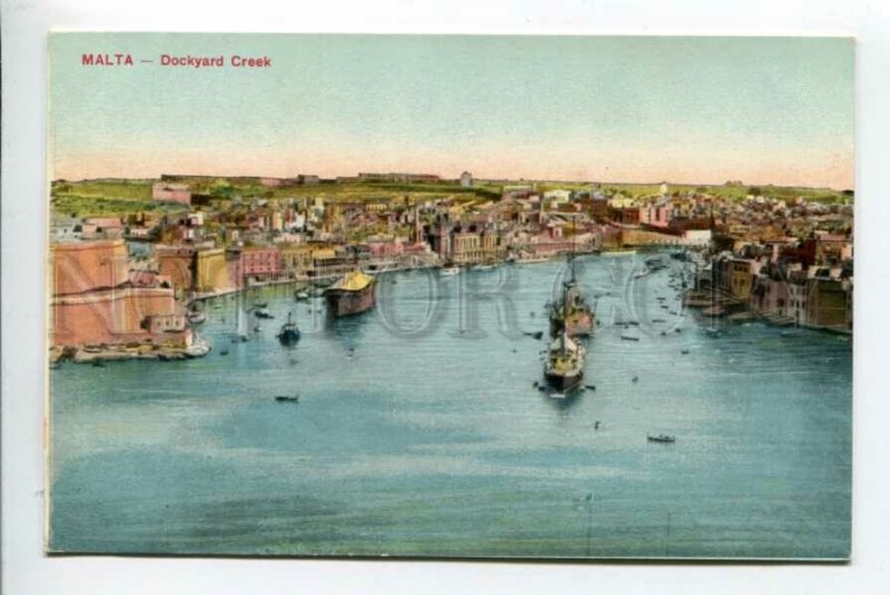 425915 MALTA Dockyard Creek ships Vintage postcard