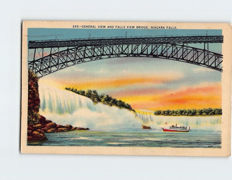 Postcard General View and Falls View Bridge Niagara Falls
