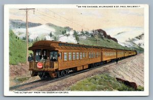 OLYMPIAN TRAIN CHICAGO MILWAUKEE & ST.PAUL RAILROAD ANTIQUE POSTCARD railway