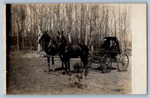 Toronto South Dakota SD Postcard RPPC Photo Horse Carriage Scene Field 1909