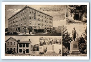 Hannibal Missouri MO Postcard Mark Twain Hotel Multiview 1940 Vintage Unposted