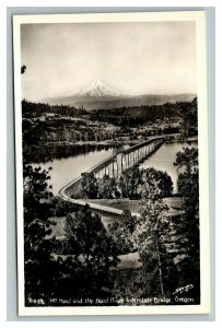 Vintage 1950's RPPC Postcard Mt. Hood & The Hood River Interstate Bridge Oregon