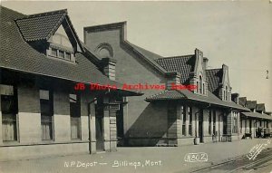 Depot, Montana, Billings, RPPC, Northern Pacific Railway Station,Lutz Photo N802