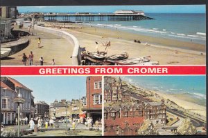 Norfolk Postcard - Cromer Greetings, Beach & Pier, Church Street  MB264