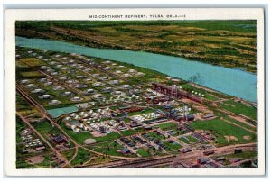 c1940s Aerial View Mid Continent Refinery Tulsa Oklahoma OK Posted Postcard