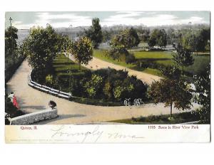 Quincy Illinois Scene in River View Park People and Bicycles 1906