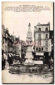 Tours Old Postcard Beaune Fountain Square Grand march