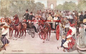 France, Paris, Champs-Elysees, Carriages, Tuck Fashionable No 2756