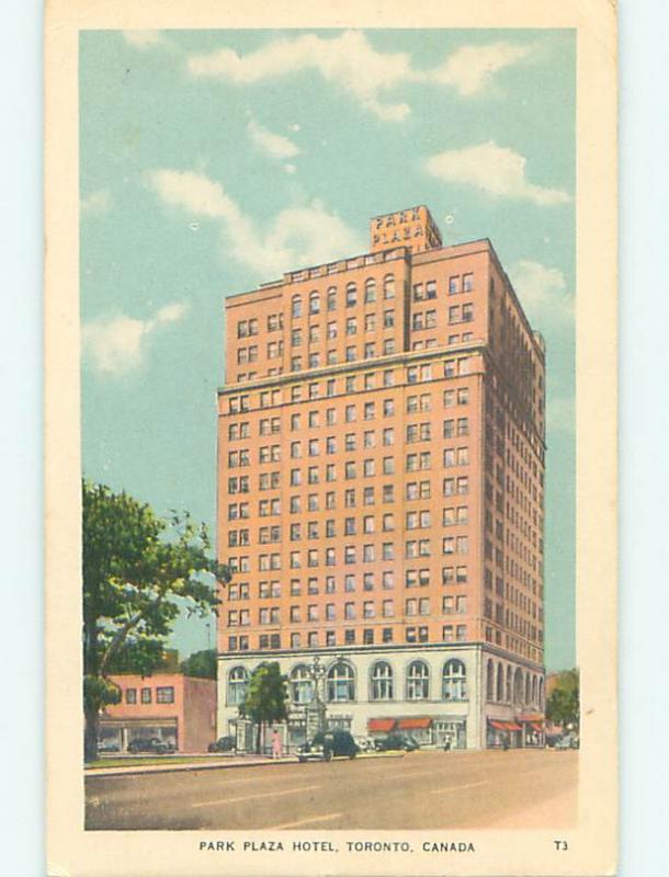 Linen-Like OLD CARS & PARK PLAZA HOTEL IN TORONTO Ontario ON Canada u9746